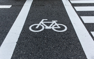 Obraz premium Bicycle road sign on the road