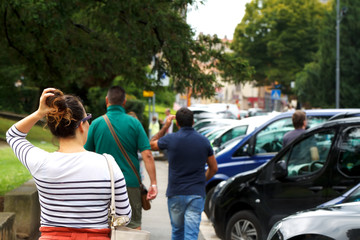 Obraz premium Walking in downtown