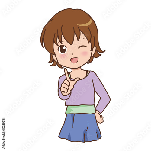 女の子 イラスト 指差し Poster Animation Animation Posters Amirian