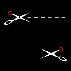 Scissors with cut line