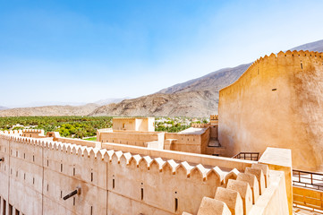 Rustaq Fort in Al Batinah Region, Oman. It is located about 175 km to the southwest of Muscat, the capital of Oman.