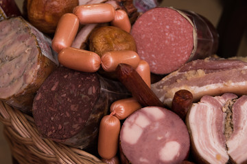 Variety of sausage products