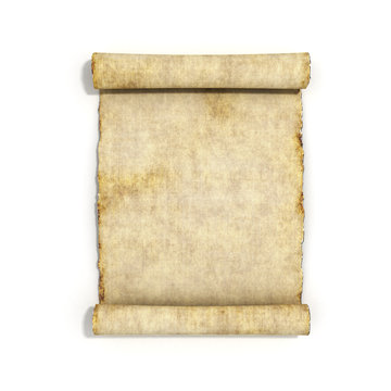 old papyrus scroll isolated on white background 3d illustration