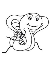 constrictor strangling young human being man cobra eat snake kill sweet cute little comic cartoon