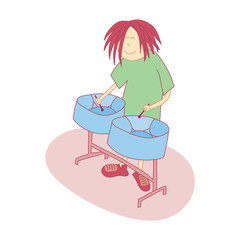 Rasta man, playing, beating, steel pan, steel drum  music