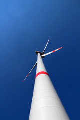 Close up of Wind turbine producing alternative energy 