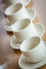 Fototapeta na wymiar Empty white tea cups