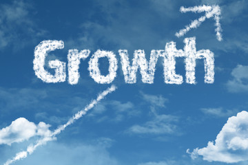 Fototapeta premium Growth cloud word with a blue sky