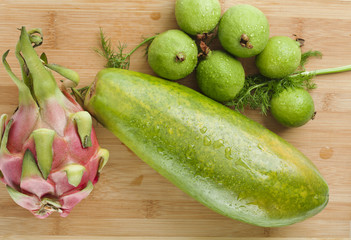 three assorted fruits