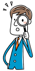イラスト素材：虫眼鏡　ビジネスマン
