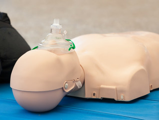 Dummy with mask used for CPR