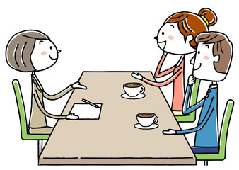 イラスト素材：ビジネス　ミーティング　打ち合わせ　夫婦