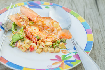  Shrimp Spicy Salad Thai call Yum Koong  the delicious Thai food.