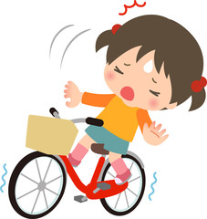 自転車で転びそうな女の子