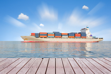 Global international logistics and transportation by cargo ship and cargo container by the sea and...