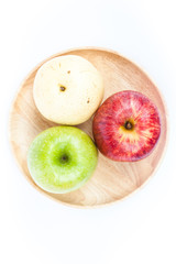 Three different kind of apples on white background