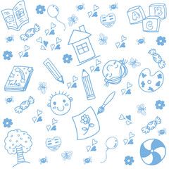 Draw kids of doodle art