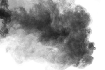 Abstract gray smoke hookah on a white background.