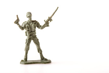 Plastic Toy Soldiers on white background