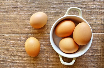 top view of eggs in bowl
