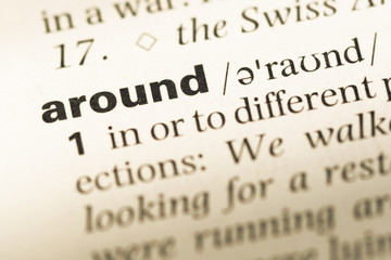 Fototapeta premium Close up of old English dictionary page with word around