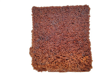 Slice of the chocolate bread isolated over the white background