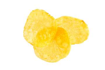 Potato chips isolated on white background