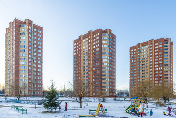 Obraz premium New residential areas with tall buildings in Russia 