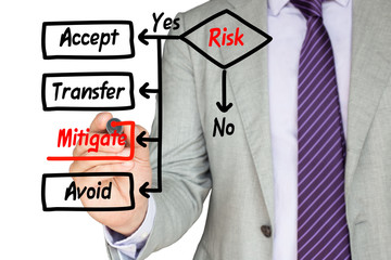 Hand draws flowchart with risk assessment