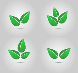 einfache zweifarbige Blätter in verschiedenen Variationen zur Verwendung in Logos oder Illustrationen