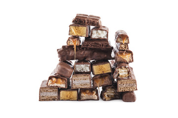 a pyramid of chocolate bars