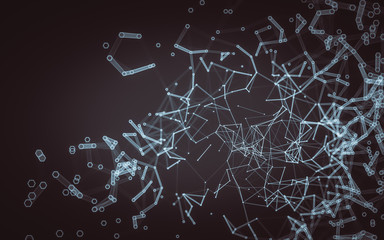 Abstract polygonal space low poly dark background, 3d rendering