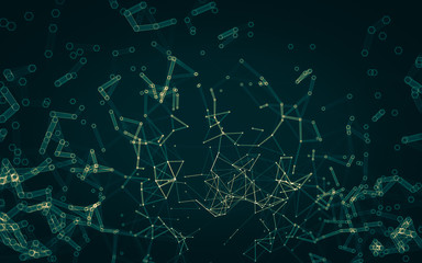 Abstract polygonal space low poly dark background, 3d rendering