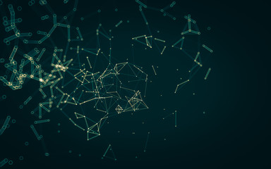 Abstract polygonal space low poly dark background, 3d rendering