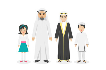 Obraz na płótnie Canvas Arabian Family People Design Flat