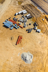 New road construction site aerial view