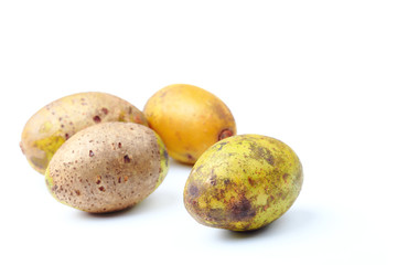 Olive fresh fruit or hog plum fruit on white.