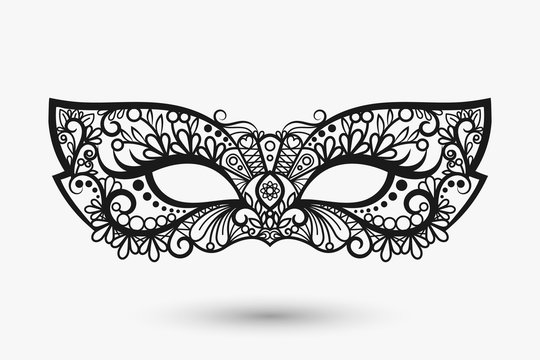 Beautiful lace mask. Mardi Gras mask icon. Vector llustration 