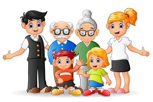 Happy cartoon family