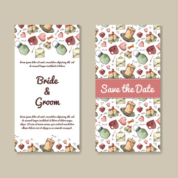 Wedding card collection. Template of invitation card. Decorative greeting design for  thank you card, save the date card, mother day.
