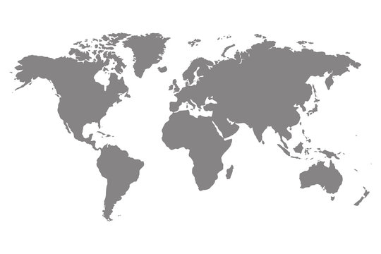 Grey blank world map. © mas0380