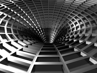 Aluminum metallic tunnel abstract background