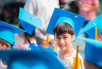 Little boy graduated at kindergarten school