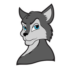 Sly grey cat. T-shirt Graphics. Print. A cartoon cat.