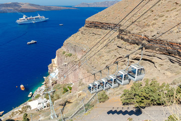 Fira. The cable car to the top.