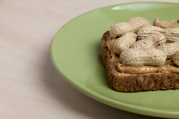 wheat bread with peanut butter spread
