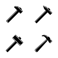 Vector black hammer icons set