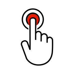 Vector hand with touching a button icon
