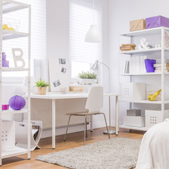 White and violet interior design