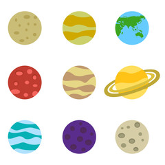 Planets colorful vector set icons